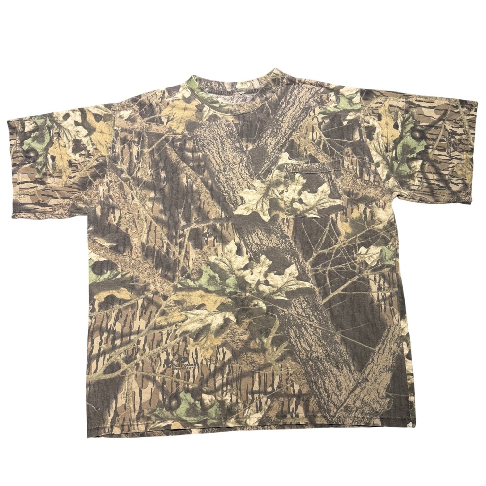 Mossy Oak Break-Up Camo Pocket T-Shirt Mens XL Brown Green Hunting Tee